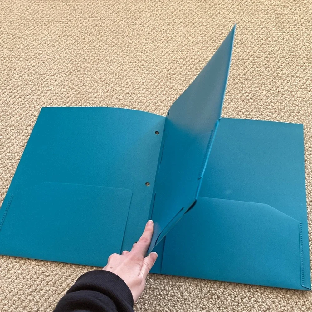 NEW Mead Five Star 4 Pocket Premium Stay Put Folder Teal 3 Hole Plastic Organize
